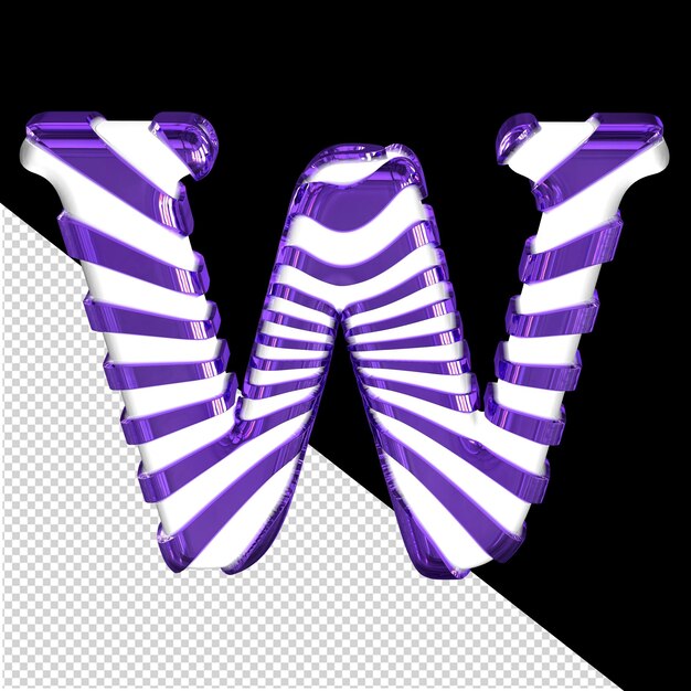 White 3d symbol with purple straps letter w