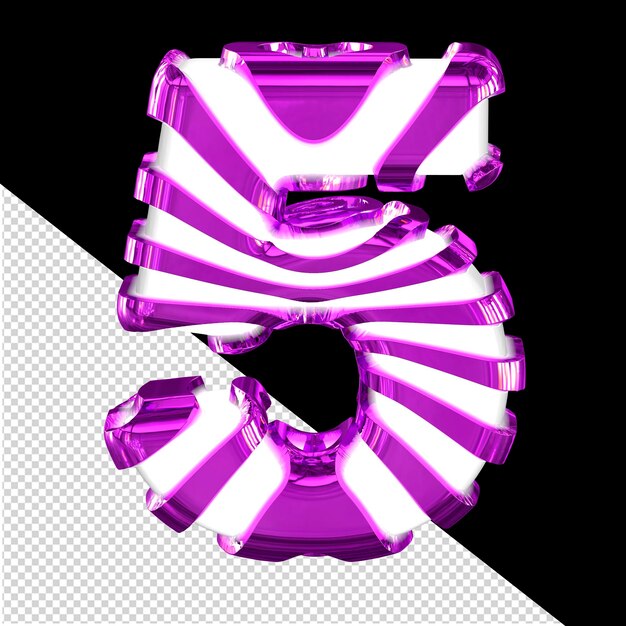White 3d symbol with purple straps number 5