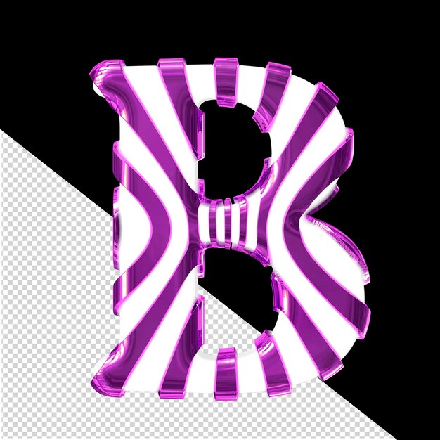 White 3d symbol with purple thin straps letter b