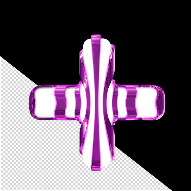 PSD white 3d symbol with purple thin straps