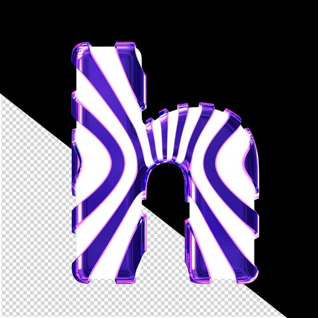 PSD Белый 3d-символ с фиолетовыми тонкими вертикальными ремнями буква h