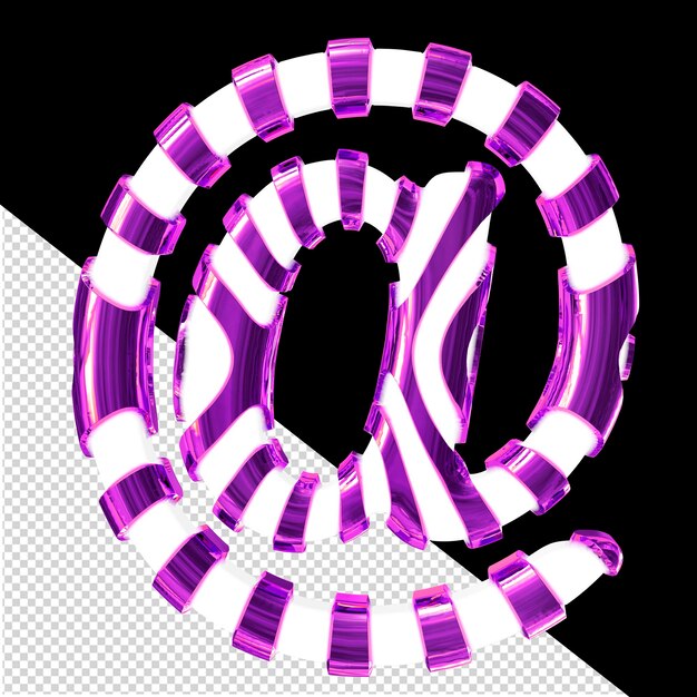 White 3d symbol with purple thin vertical straps