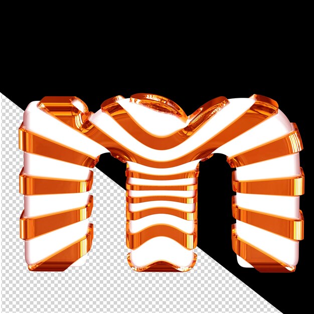 White 3d symbol with redhead straps letter m