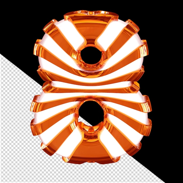 PSD white 3d symbol with redhead straps number 8