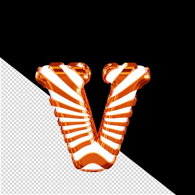PSD white 3d symbol with redheaded straps letter v