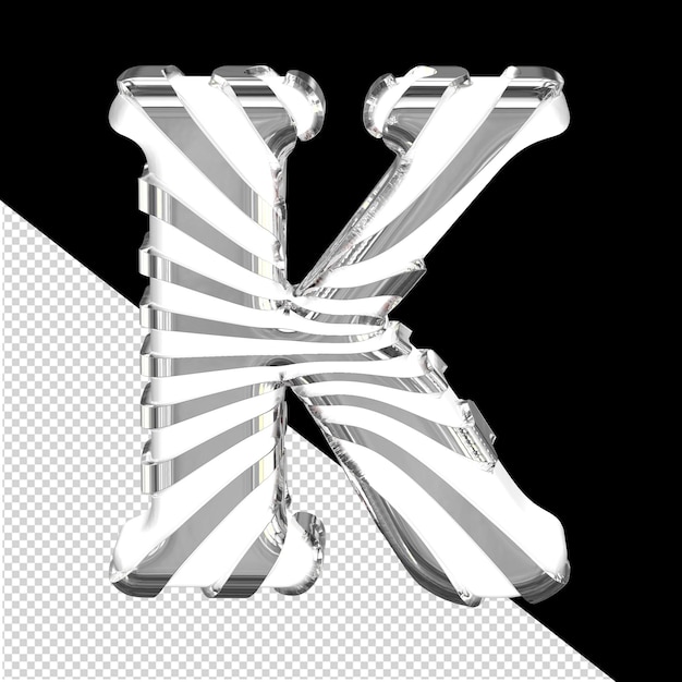 PSD white 3d symbol with silver straps letter k