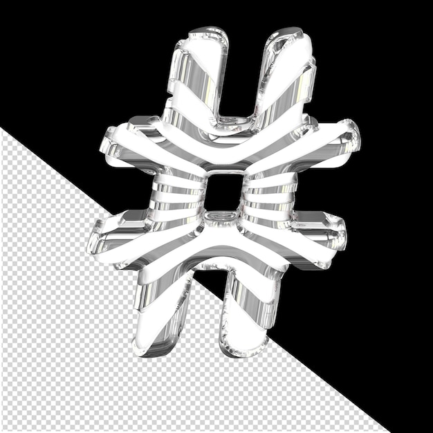 White 3d symbol with silver straps