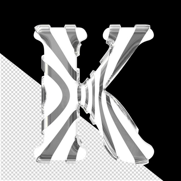 PSD white 3d symbol with silver thin straps letter k