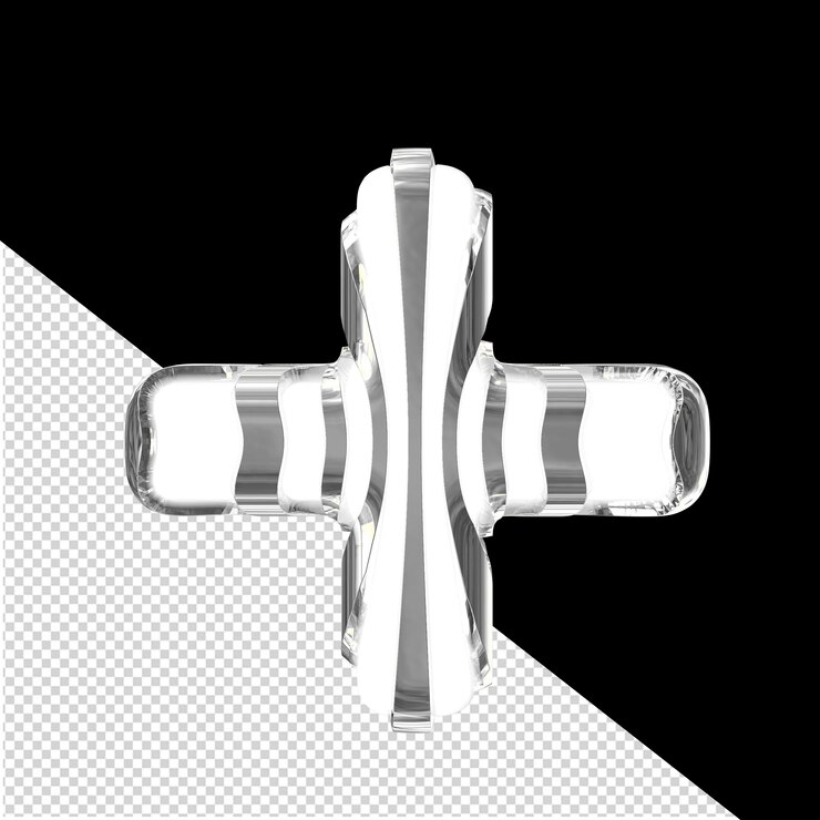PSD white 3d symbol with silver thin straps