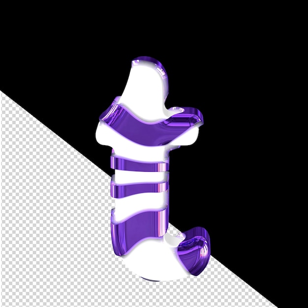 PSD Белый 3d-символ с толстыми темно-фиолетовыми ремнями буква t