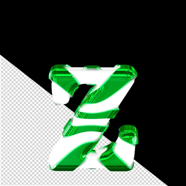 PSD white 3d symbol with thick green straps letter z