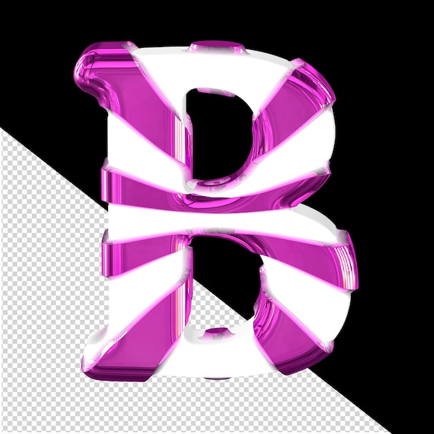 Белый 3D-символ с толстыми фиолетовыми ремнями буква b