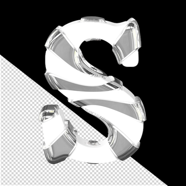 PSD white 3d symbol with thick silver straps letter s