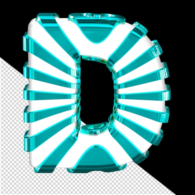 White 3d symbol with turquoise straps letter d