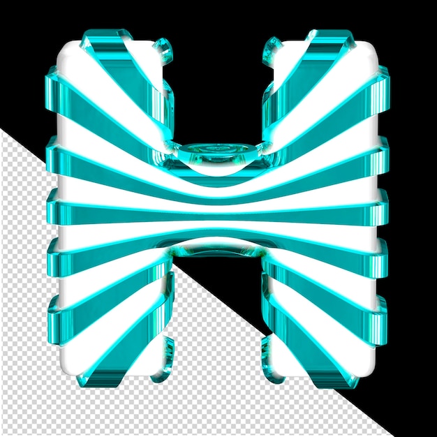 PSD white 3d symbol with turquoise straps letter h