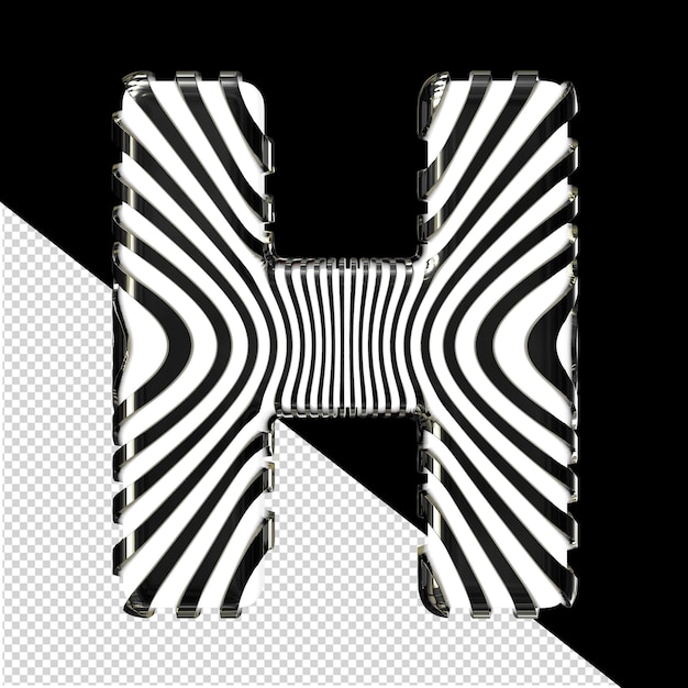 White 3d symbol with ultra thin black straps letter h