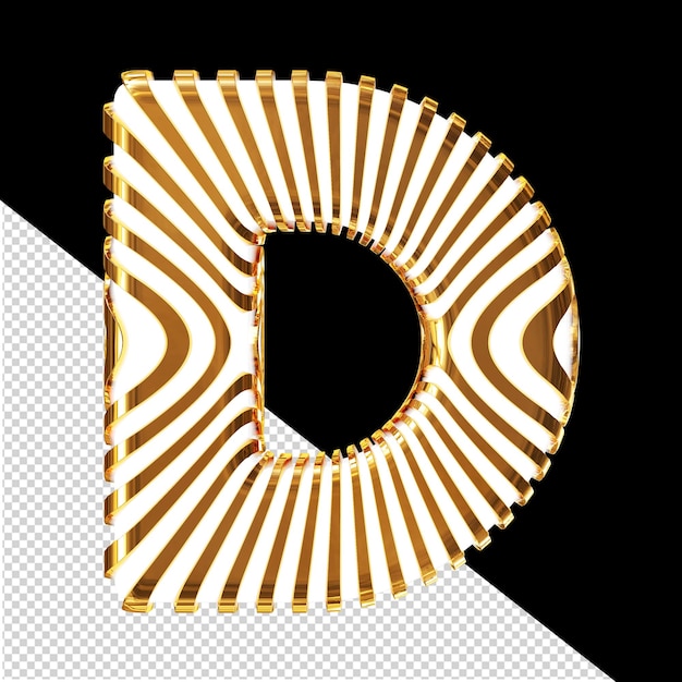 PSD white 3d symbol with ultra thin gold straps letter d