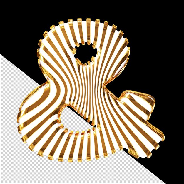 PSD simbolo bianco 3d con cinghie d'oro ultra sottili