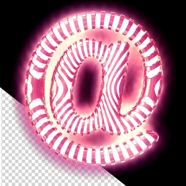 PSD Белый 3d-символ с ультра тонкими светящимися розовыми вертикальными ремнями