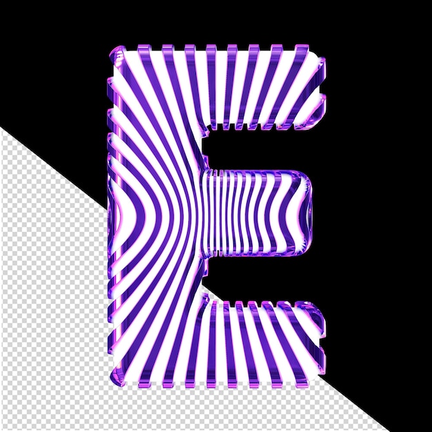 White 3d symbol with ultra thin purple straps letter e
