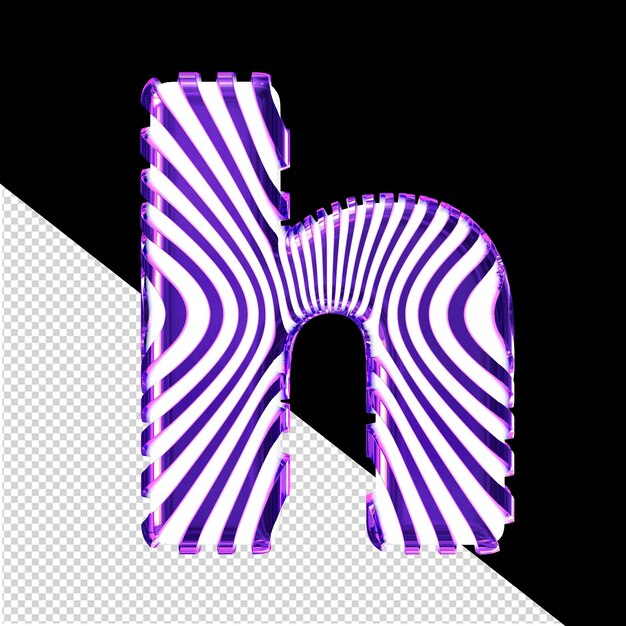 PSD white 3d symbol with ultra thin purple straps letter h