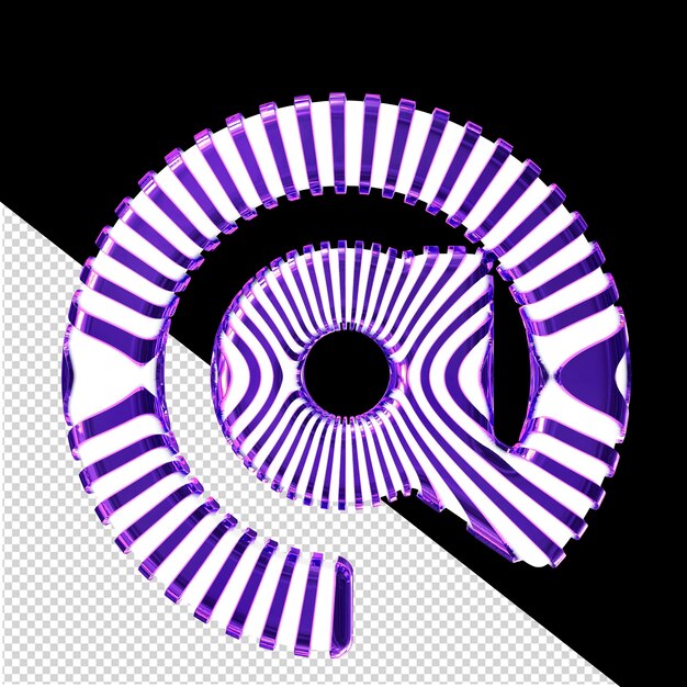 PSD white 3d symbol with ultra thin purple straps