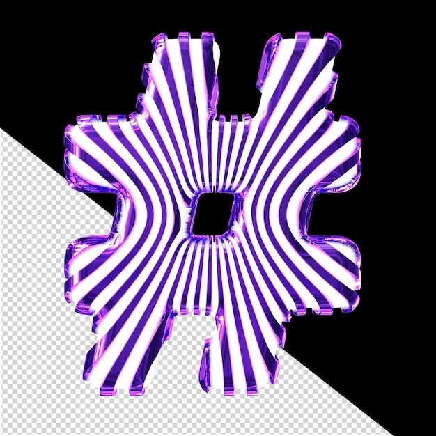 PSD white 3d symbol with ultra thin purple straps