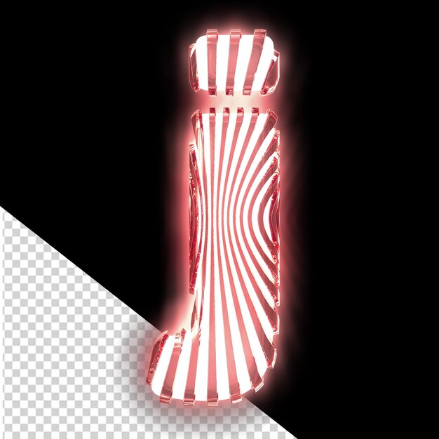 Simbolo bianco 3d con cinghie verticali rosse luminose ultra sottili lettera j