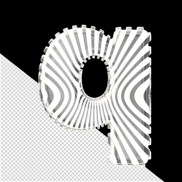 Simbolo bianco 3d con cinghie d'argento ultra sottili lettera q