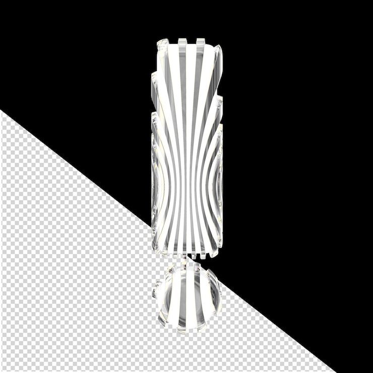 PSD white 3d symbol with ultra thin silver straps