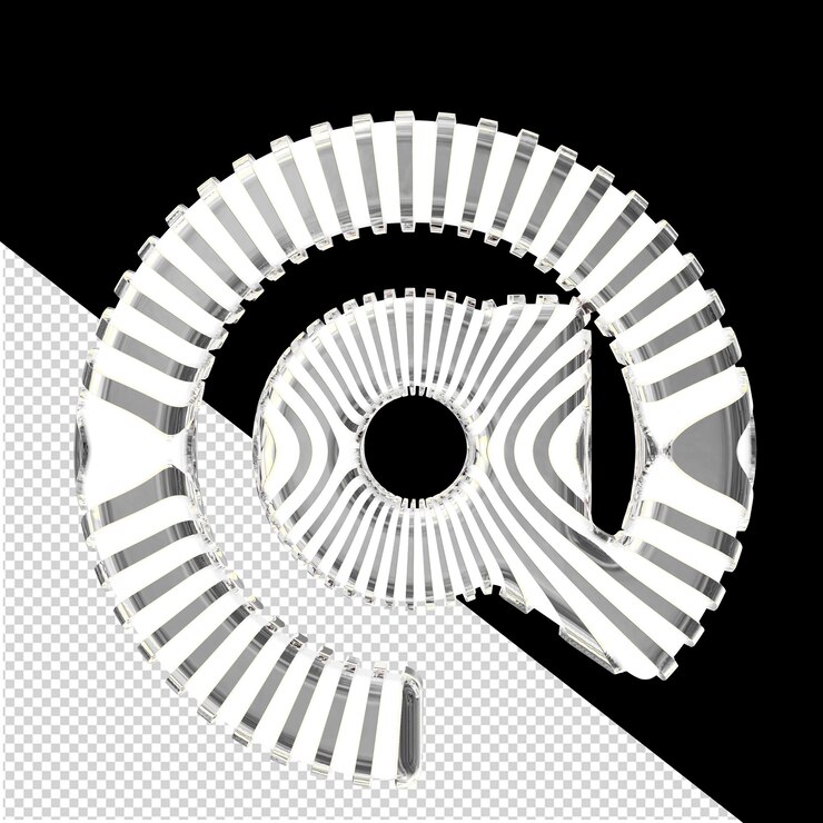 PSD white 3d symbol with ultra thin silver straps