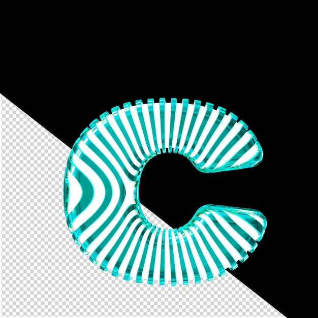 Белый 3d-символ с ультратонкими бирюзовыми ремнями буква c