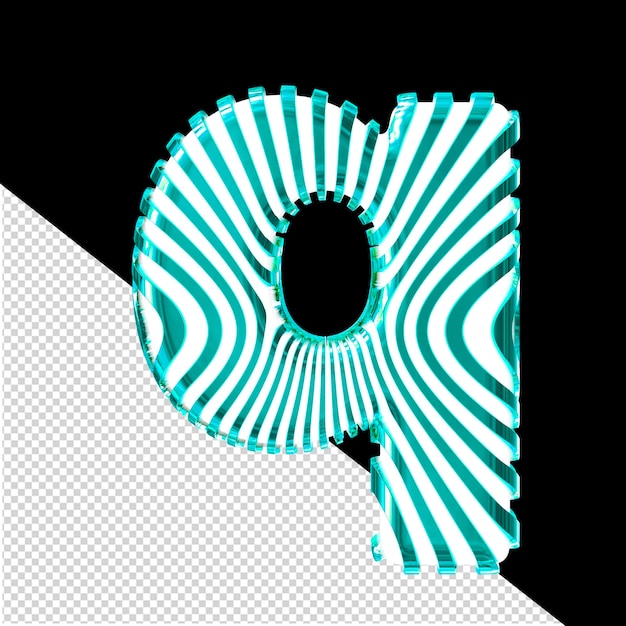 PSD white 3d symbol with ultra thin turquoise straps letter q