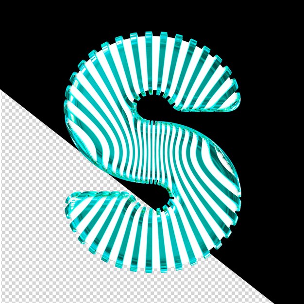 PSD Белый 3d-символ с ультра тонкими бирюзовыми ремнями буква s