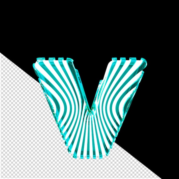 White 3d symbol with ultra thin turquoise straps letter v