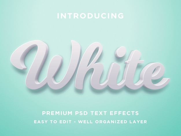 White, 3d Text effect Premium PSD