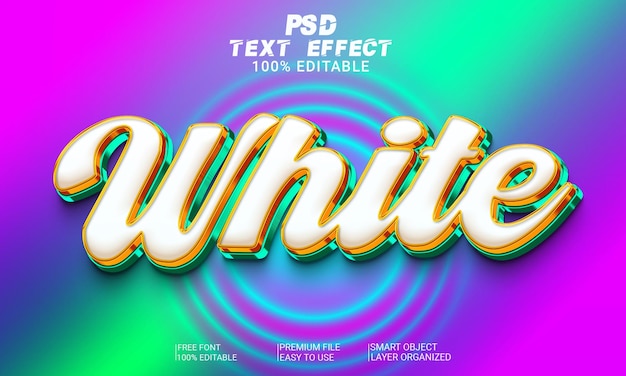 PSD white 3d text effect psd file