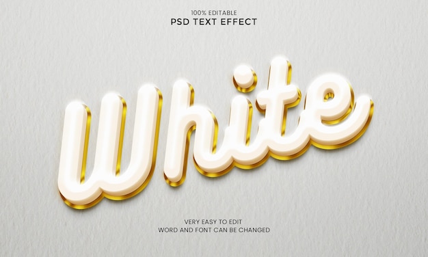 Белый 3d текстовый эффект макет белого текста