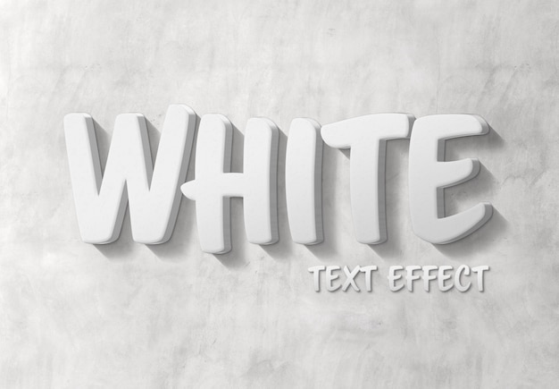 PSD white 3d text effect with shadow mockup