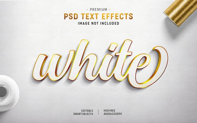 White 3d text style effect mockup