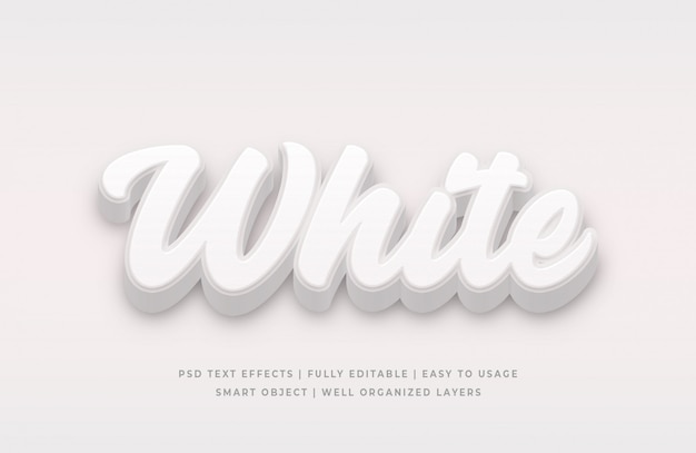 PSD white 3d text style effect