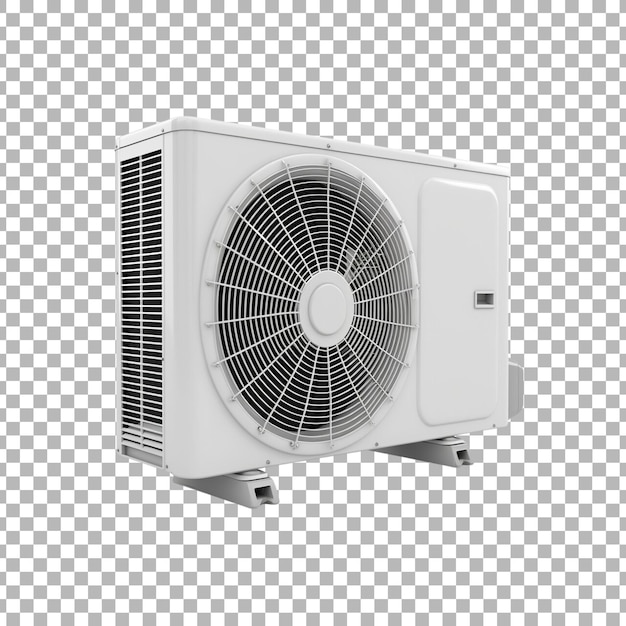 PSD un'unità all'aperto di un condizionatore d'aria bianco su uno sfondo trasparente