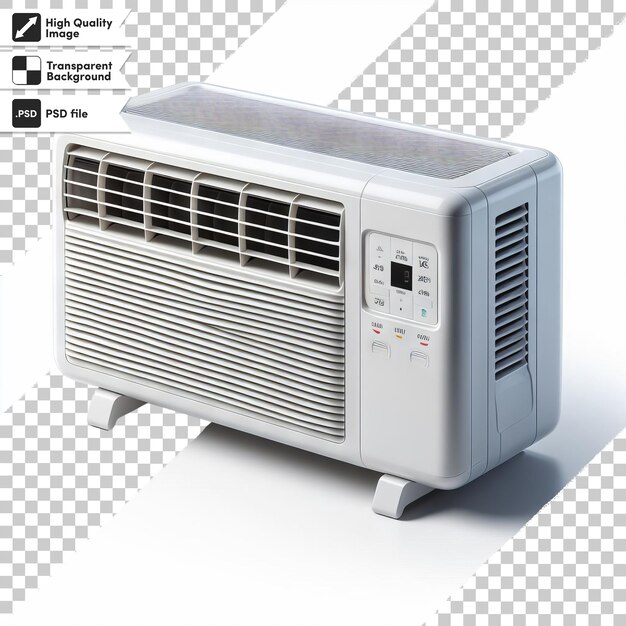 A white air conditioner with the word heat on it