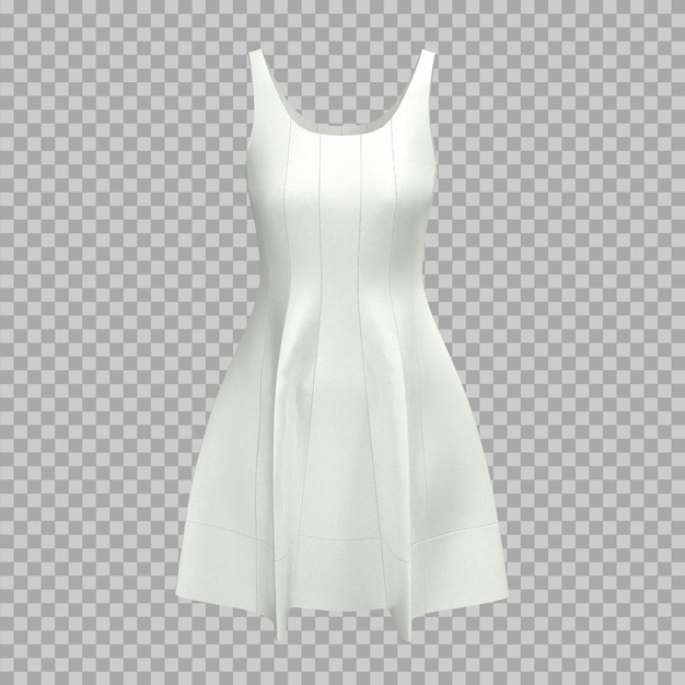 white aline sleeveless dress 3d mockup transparent background