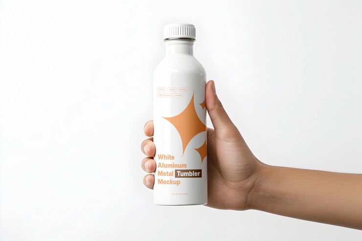 White Aluminum Metal Tumbler Mockup in Hand
