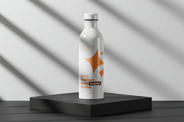 White Aluminum Metal Tumbler Mockup