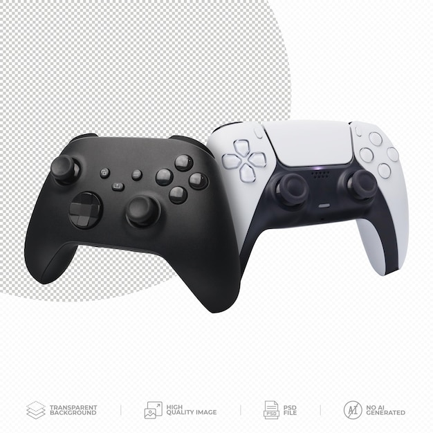 White and black two joystick gamepad on transparent background