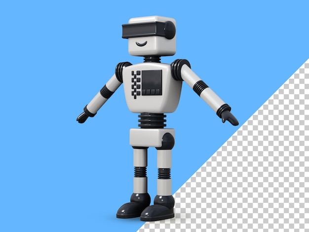 Rendering 3d di robot android bianco.