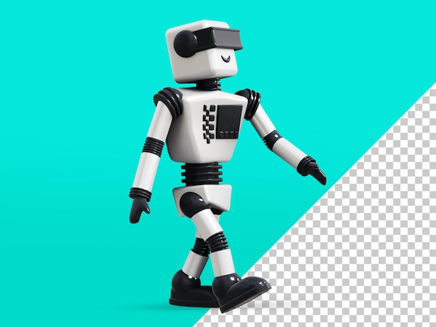 White android robot 3d rendering.