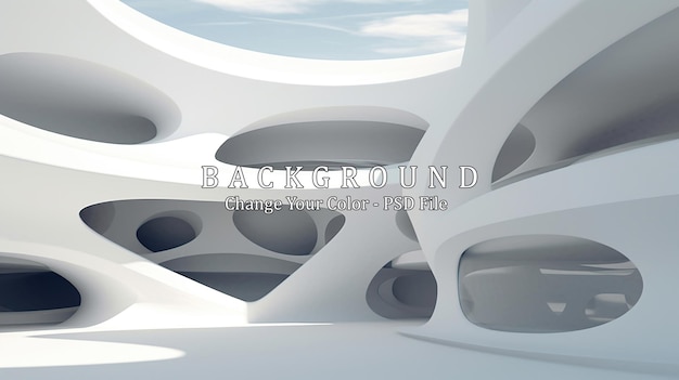 PSD white architecture circular background modern building design generative ai